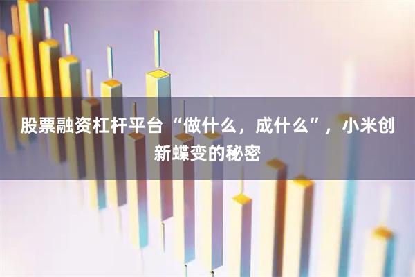 股票融资杠杆平台 “做什么，成什么”，小米创新蝶变的秘密