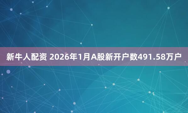 新牛人配资 2026年1月A股新开户数491.58万户